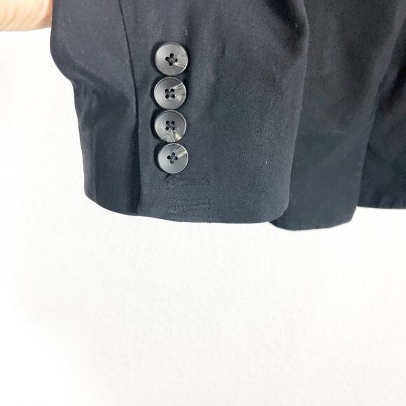 Helmut Lang Black Single Button Collarless Blazer Size 6 2000s Wool Quiet Luxury - Picture 10 of 13